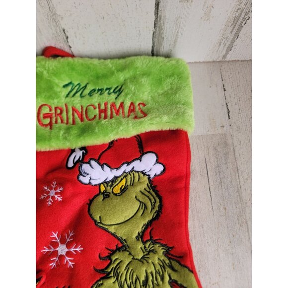 Merry grinchmas Grinch red stocking Xmas hanging home decor - Picture 4 of 7